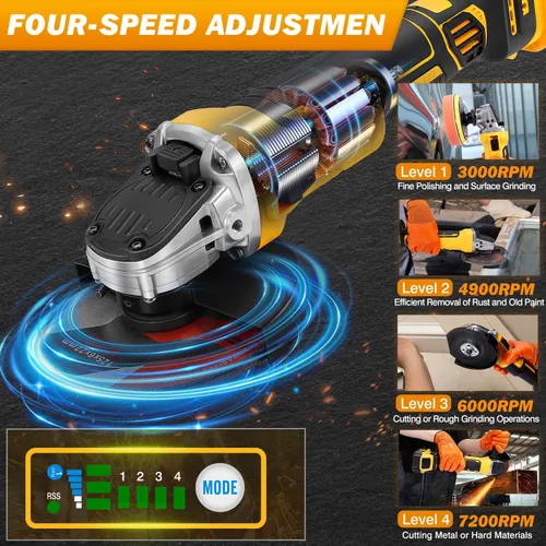 Vista 5 de Amoladora angular compatible con batería Dewalt 20V MAX (batería no incluida), amoladora angular inalámbrica, motor sin escobillas, hoja de 4-1/2