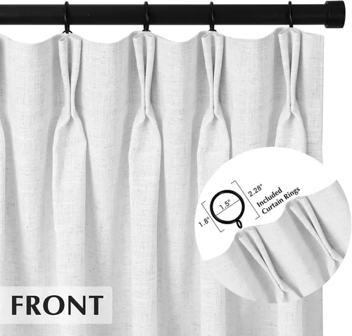 Vista 5 de HOMERILLA Cortinas Plisadas de 96 Pulgadas de Largo, Cortinas Opacas de Lino con Forro Opaco, Panel de Cortina para Sala de Estar, Cortinas Plisadas