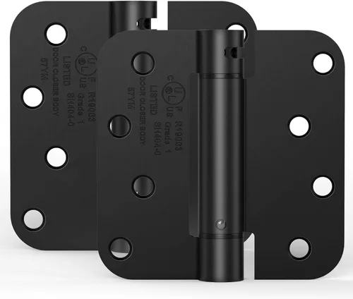 Vista 11 de Paquete de 1 bisagra de puerta de cierre automático, bisagra de puerta con resorte de 4 pulgadas, tensión ajustable con esquinas de radio de 5/8