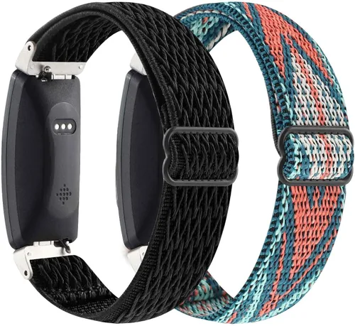 Vista 2 de Paquete de 2 correas elásticas para reloj compatibles con Fitbit Inspire 2/Inspire/Inspire HR, pulsera deportiva de nailon suave transpirable