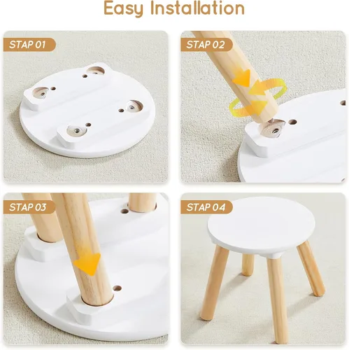 Vista 5 de Beright Taburete de madera para niños, taburete para niños, mesa sensorial perfecta a juego, taburete resistente de 9 pulgadas con cuatro patas