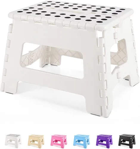 Vista 103 de Dyforce Taburete plegable de 11 pulgadas, taburete duradero para niños, taburetes resistentes para adultos, taburetes de pie compactos, taburete