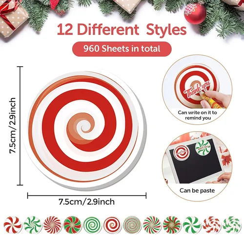 Vista 2 de 48 notas adhesivas de caramelo de Navidad, diseño de caramelo de Navidad, bloc de notas autoadhesivas, notas adhesivas para Navidad, vacaciones