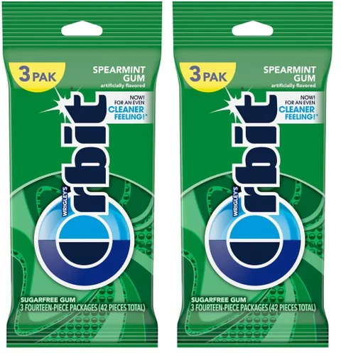 Vista 11 de ORBIT Goma de mascar sin azúcar de menta verde, 3 paquetes de 14 piezas (42 piezas en total)