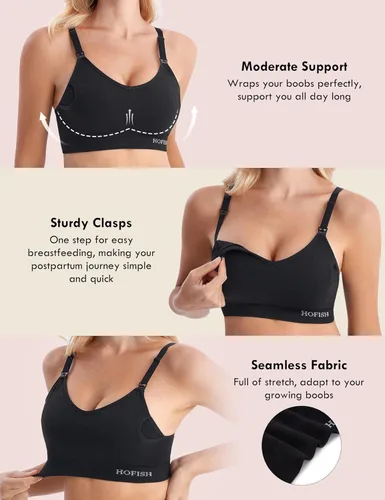 Vista 4 de HOFISH Seamless Hands Free Pumping Bra Support Maternity & Nursing Bras Full Bust Breastfeeding Bras