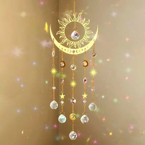 Vista 7 de Artilady Atrapasol de Jardín Mal de Ojo - Prismas Grandes Bola de Cristal Campanillas de Viento para Exterior Atrapasol para Ventana