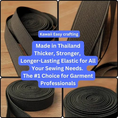 Vista 4 de Kawaii Easy Crafting Banda elástica negra de 1/2 pulgada a 5 yardas, correas de costura de carrete elástico de punto de alta elasticidad