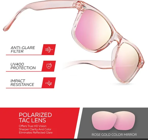 Vista 4 de Retro Rewind - Gafas de sol polarizadas para hombre y mujer, protección UV, gafas de sol clásicas