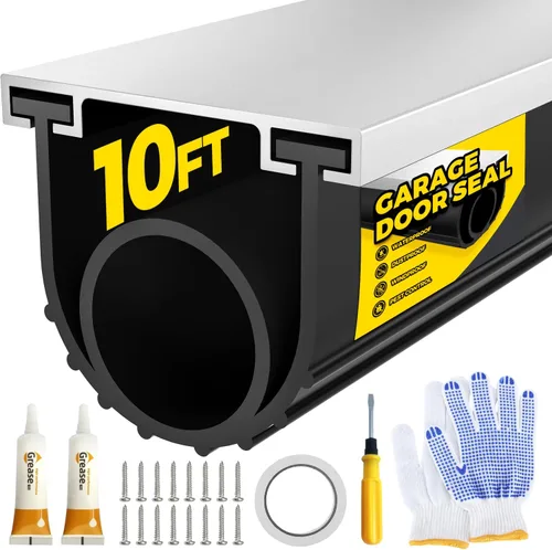 Holikme Sello para puerta de garaje, kit de retención de riel de aluminio preperforado, fácil de instalar, combinación de anillo en U + O duradero