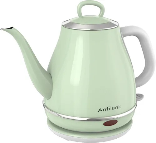 Anfilank - Hervidor eléctrico de cuello de cisne, 1 L 1500W de hervido rápido, hervidor de café y té de acero inoxidable 100% libre de BPA para