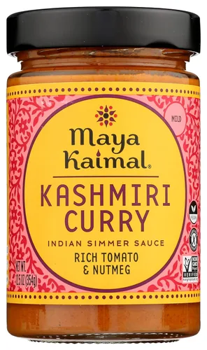 Maya Kaimal Salsa india de curry de cachemira suave, sin gluten, sin lácteos, vegana, totalmente natural, sin conservantes, 12.5 onzas (paquete de 6)