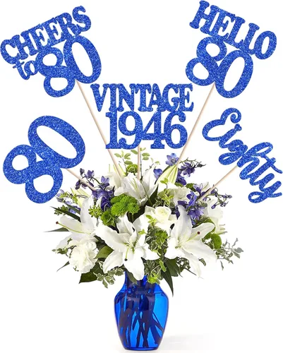 Vista 55 de 15 piezas de centro de mesa de feliz cumpleaños número 10 palos de diez dígitos dobles vintage 2015 centros de mesa de flores palos saludos a 10