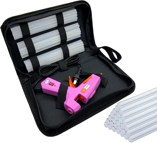 Liumai Kit de pistola de pegamento caliente con 30 barras de pegamento, mini pistola de pegamento termofusible con estuche de transporte para