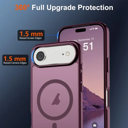 Vista 59 de SUPFINE - Funda magnética para iPhone 13 Pro Max (compatible con MagSafe), (protección contra caídas de grado militar de 10 pies), delgada, Negro