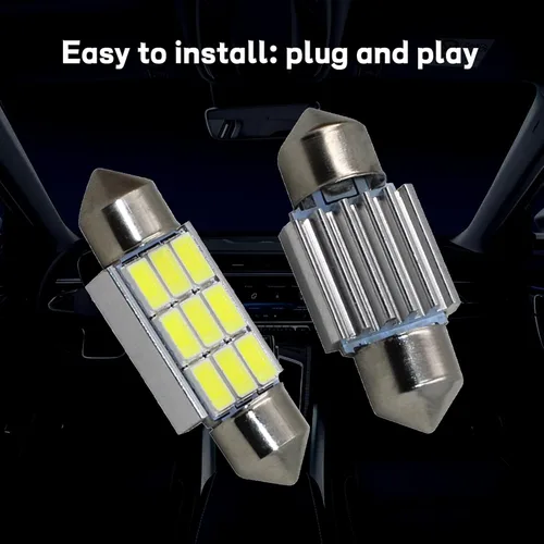 Vista 3 de 36mm Bombillas LED 6000K Blanco Puro Brillante para Luces Interiores de Coche, Libres de Errores, 9-SMD 5630 Chipsets, DE3021, Bombilla para Luz