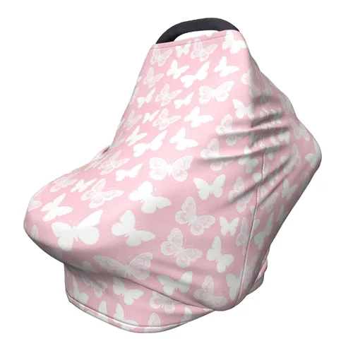 Funda para asiento de automóvil con diseño de mariposa para bebés, fundas de lactancia materna, funda para asiento de automóvil para niños y niñas,