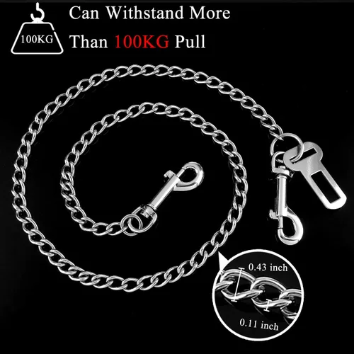 Vista 3 de Mogoko Acero inoxidable para perros sin masticar, cable de seguridad para vehículos de mascotas, correa de correa de automóvil para perros grandes