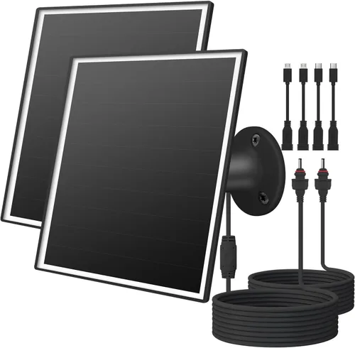 Vista 10 de Panel solar para cámara de seguridad, cargador USB de 6 W, IP65 impermeable, micro USB y USB-C, montaje de 360° - Potencia de vigilancia al aire
