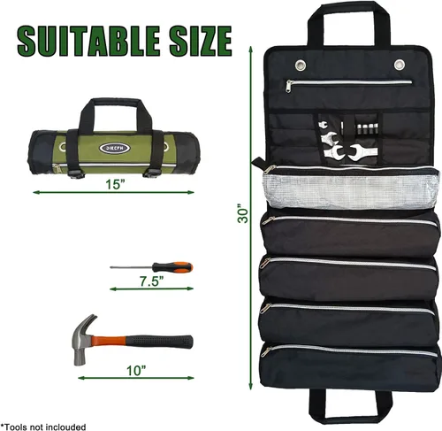 Vista 3 de Bolsa enrollable para herramientas, organizador de llaves, bolsas enrollables, bolsa de herramientas