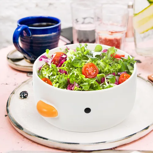 Vista 8 de Cuenco de postre con forma de pollito para ensalada, sopa, aperitivos, postres, cocina, hogar, cocina, color blanco