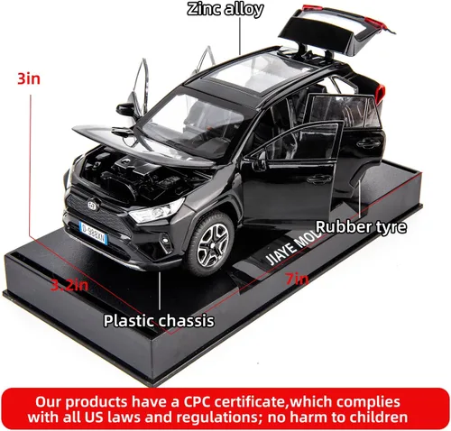 Vista 2 de WAKAKAC - Modelo de coche 1/32 RAV4 de aleación fundido a presión coleccionable con luz y sonido puerta de vehículo de juguete que se puede abrir