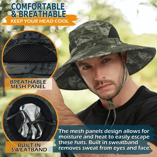 Vista 5 de EINSKEY Sombrero unisex para el sol, impermeable, de ala ancha, plegable, para pesca, senderismo, jardinería, safari, playa