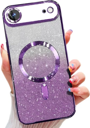 Vista 53 de Misscase Funda magnética compatible con iPhone 14 con purpurina y protector de lente de cámara, protección completa, compatible con MagSafe
