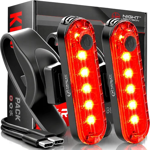 Paquete de 2 luces traseras para bicicleta, fácil instalación de luces traseras de bicicleta, luces de bicicleta recargables USB C para conducción