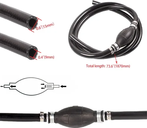 Vista 6 de BARTOO - Conjunto de línea de combustible, línea de manguera de combustible de nylon trenzado de 3/8 pulgadas para embarcaciones marinas, motor