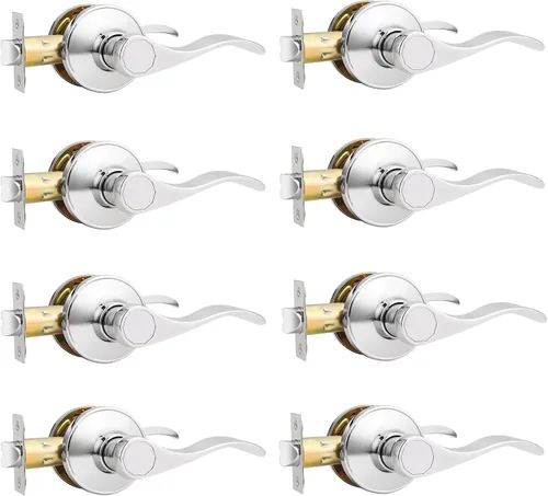 Vista 22 de Probrico Manija de Puerta Negra Palancas de Puerta de Pasaje para Puertas de Armario y Pasillo Estilo Ondulado Manijas de Puerta