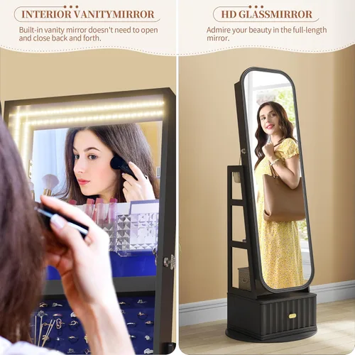 Vista 5 de Gabinete de la joyería del espejo-6288+6227+6276 (H - Negro)