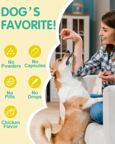 Vista 8 de Omega 3 para perros – Suplemento para la piel y el pelaje del perro con ácidos grasos EPA y DHA – Aceite de pescado masticable con aceite de salmón