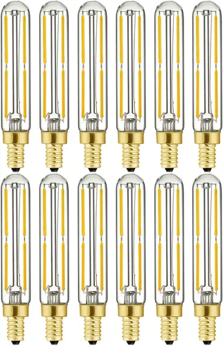 Vista 11 de Leools Bombilla LED regulable de 4 W, igual a 2500 K, ámbar blanco cálido T6 E12, bombilla de 40 vatios para candelabros, ventilador de techo