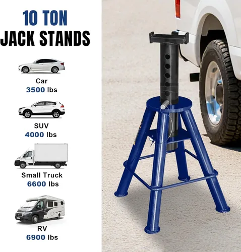 Vista 5 de TCE Soportes de acero resistentes de 10 toneladas (20,000 libras), perfil medio, paquete de 2, T70071, azul