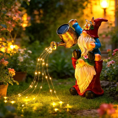 Brightown - Estatua de decoración de jardín con 36 luces LED, resina pintada a mano, IP65 impermeable para exteriores, decoración para patio, césped
