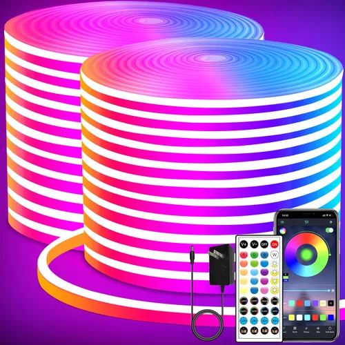Vista 7 de segrass Cuerda de luz de neón de 16.4 pies, cuerda de luces LED flexible con control por aplicación/control remoto, luces de cuerda de múltiples
