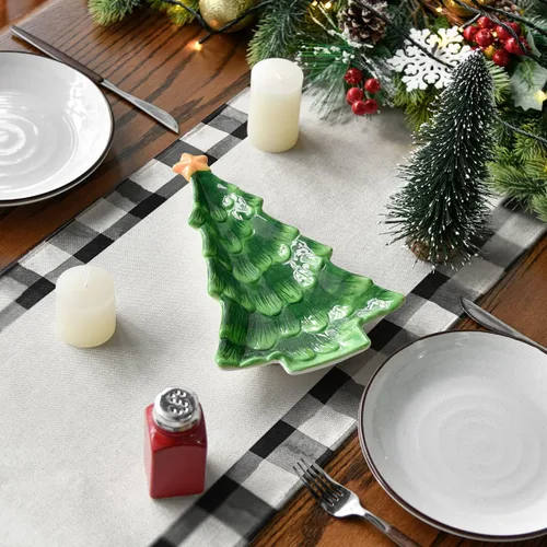 Vista 7 de Artoid Mode Waterclor Buffalo - Camino de mesa de Navidad con diseño de árboles de Navidad, decoración de mesa de comedor para interiores
