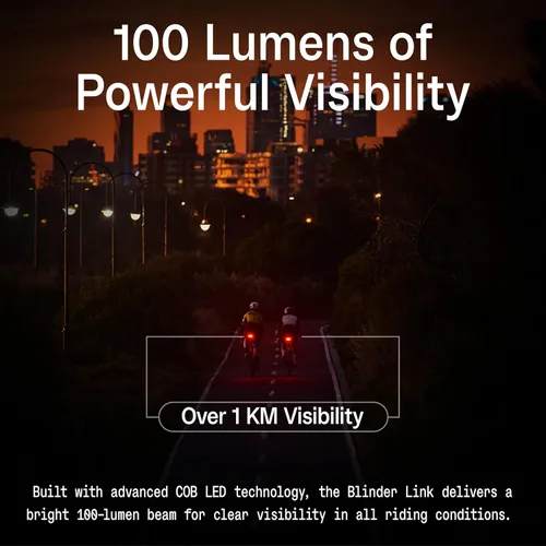 Vista 4 de Knog Blinder Link - Luz trasera de 100 lúmenes, 50 horas de funcionamiento, indicador de batería baja, potente luz para bicicleta
