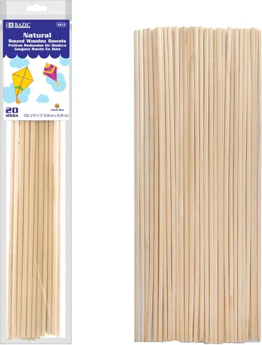 Vista 13 de BAZIC - Varillas de madera de 3/16 x 12 pulgadas, barra de madera dura de color redondo, madera sin terminar para manualidades, piruletas, soporte