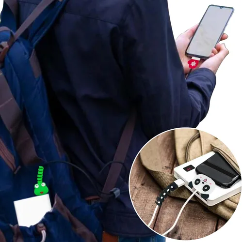 Vista 6 de ZAKVOOR 27 protectores de cable para cargador de teléfono, protector de cable USB Animal Bites protector de cable, protector de cable de carga