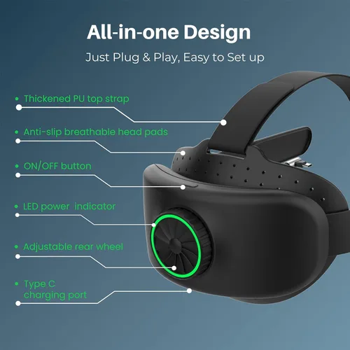Vista 5 de BUSQUEDA Elite Strap with Battery for Oculus Quest 2, 8000mAh Extend 7hrs Playtime,Fast Charging VR Power,Counter Balance&Adjustable Head Strap for