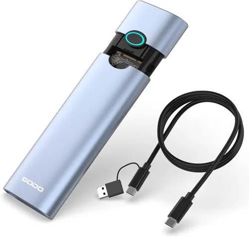 Vista 21 de GODO Carcasa SSD NVMe M.2 de 40 Gbps, carcasa de aluminio tipo C USB4.0, instalación sin herramientas, compatible con SSD tamaño 2230/2242/2260/2280