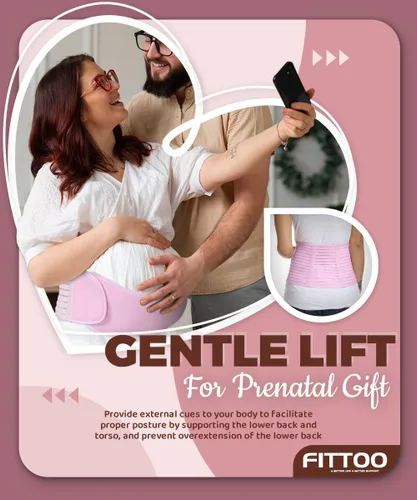 Vista 7 de FITTOO Cinturón de maternidad Soporte de espalda Banda de vientre Cinturón de embarazo Soporte Soporte Abdominal Faja Soporte de Cintura Rosa M