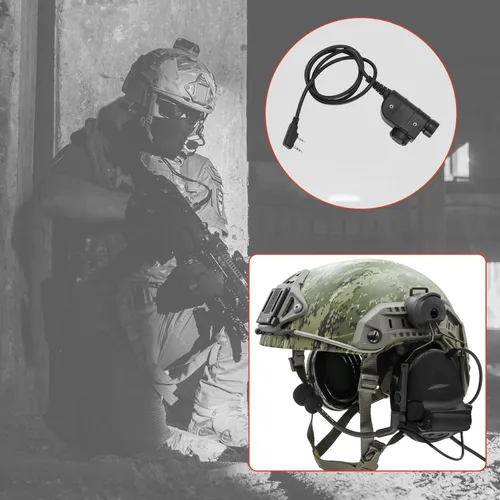Vista 7 de COMTA 2 - Auriculares tácticos tipo casco con U94 PTT de 2 pines, auriculares con cancelación de ruido, para tiro de caza de airsoft