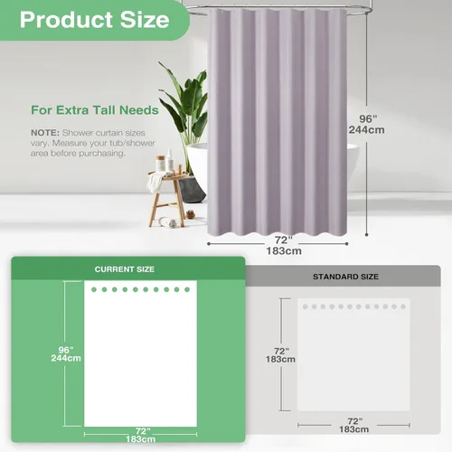 Vista 403 de Cortina de ducha de tela Dynamene verde oscuro - Cortinas de baño de tela de nido de abeja texturizadas resistentes, juego de cortinas de baño