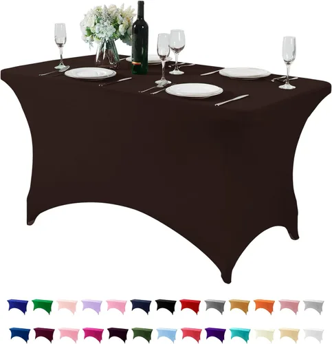 Vista 177 de Paquete de 2 manteles de elastano para mesa de 4, 6 o 9 pies, mantel elástico universal ajustable para fiestas, banquetes, bodas y eventos