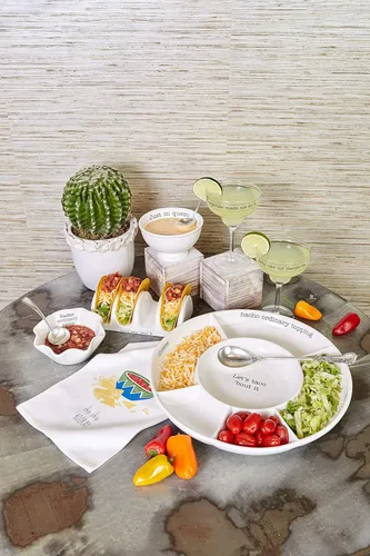 Vista 5 de Mud Pie Taco Barra condimento, bandeja de servir, color blanco