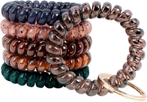 Vista 13 de BIHRTC 6 piezas Pulsera de espiral flexible con resorte, llavero en forma de espiral, pulsera elástica y estirable para muñeca, llavero