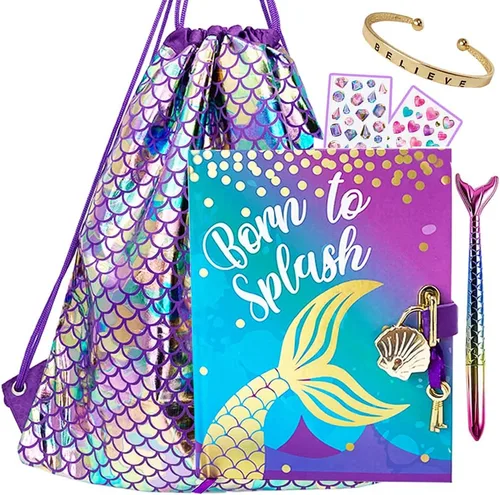 Life is a Doodle Diario con cerradura y llave – Diario de gratitud de sirena para empoderar corazones y mentes – Cuaderno diario de autoexpresión