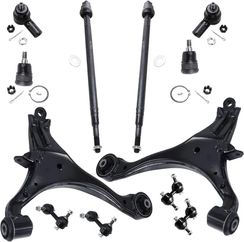 Vista 56 de Detroit Axle – 12 brazos de control superiores e inferiores delanteros con rótulas, barras de unión exteriores e interiores con topes, barras